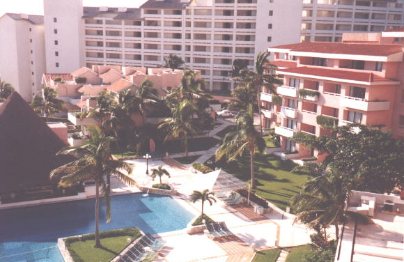 Main pool and view of suites from hotel